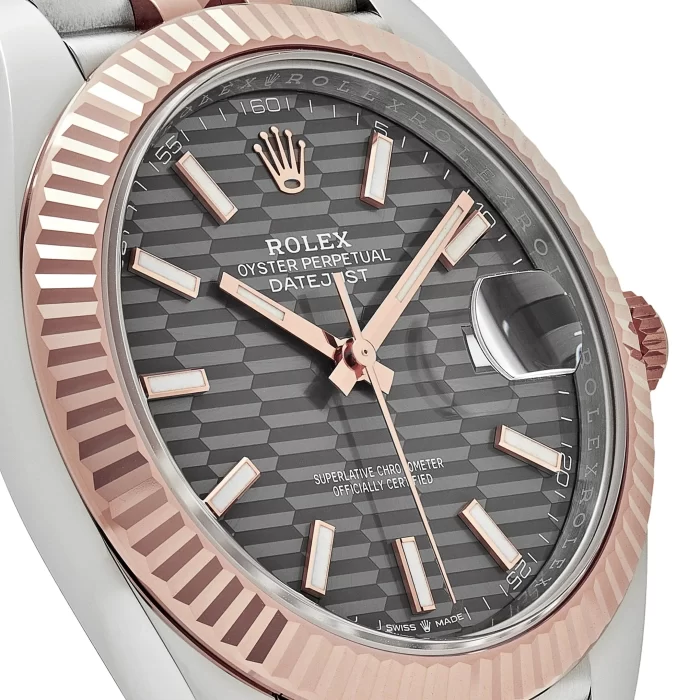 Rolex Datejust 126331 Rose Gold Stainless Steel Rhodium Slate Fluted Motif Dial Jubilee - 图片 3