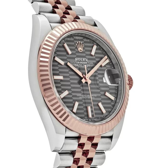 Rolex Datejust 126331 Rose Gold Stainless Steel Rhodium Slate Fluted Motif Dial Jubilee - 图片 4