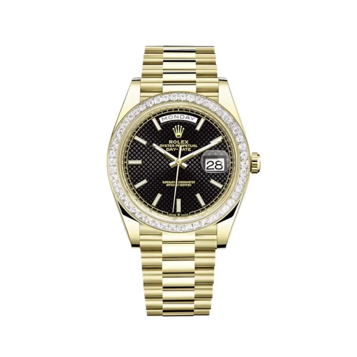 Rolex Day-Date 228398TBR Yellow Gold Diamond Bezel Black Dial - 图片 1