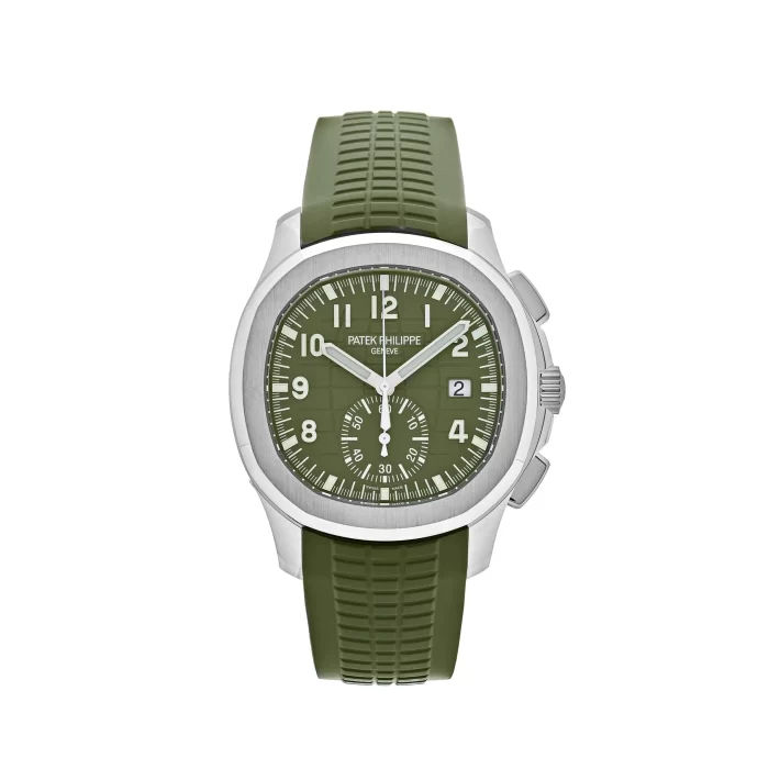 Patek Philippe Aquanaut 5968G-010 Chronograph White Gold Khaki Green Dial - 图片 1