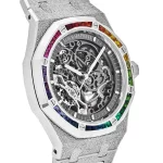 Audemars Piguet Royal Oak 15412BC.YG.1224BC.03 Double Balance Wheel Rainbow Bezel Frosted White Gold - 图片 4