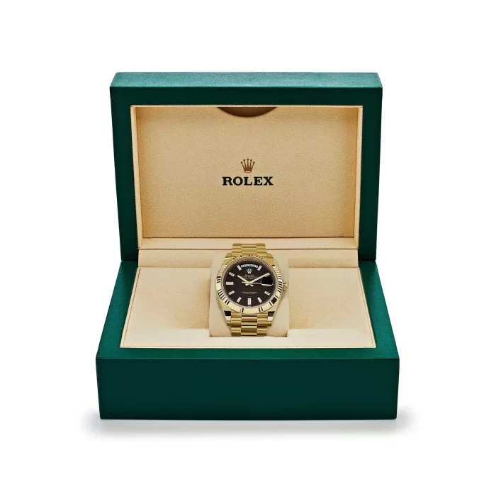 Rolex Day-Date 228238 Yellow Gold Black Baguette Diamond Dial - Image 5
