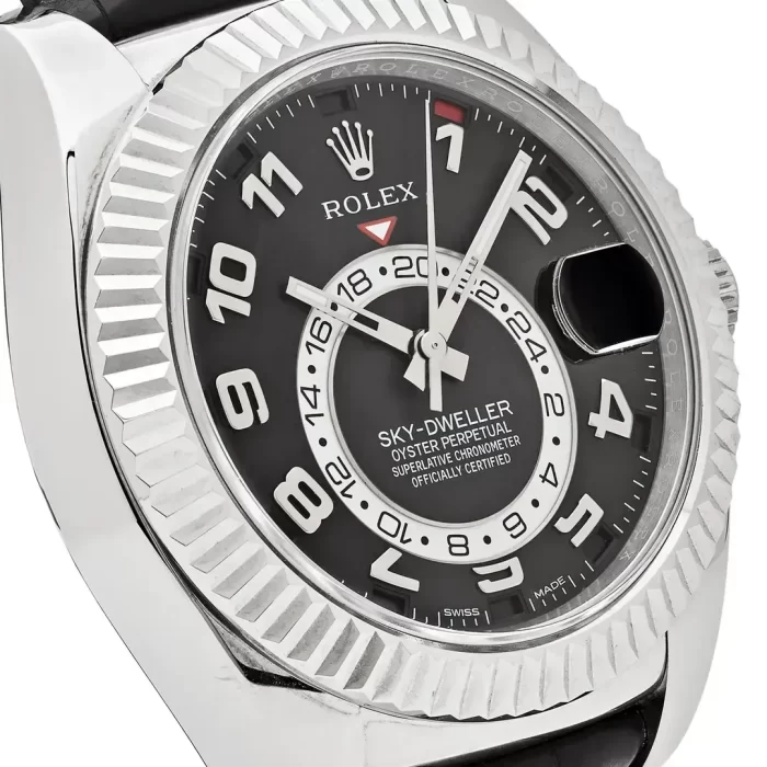 Rolex Sky-Dweller 326139-L(FC) White Gold Black Dial Leather Strap - 图片 5