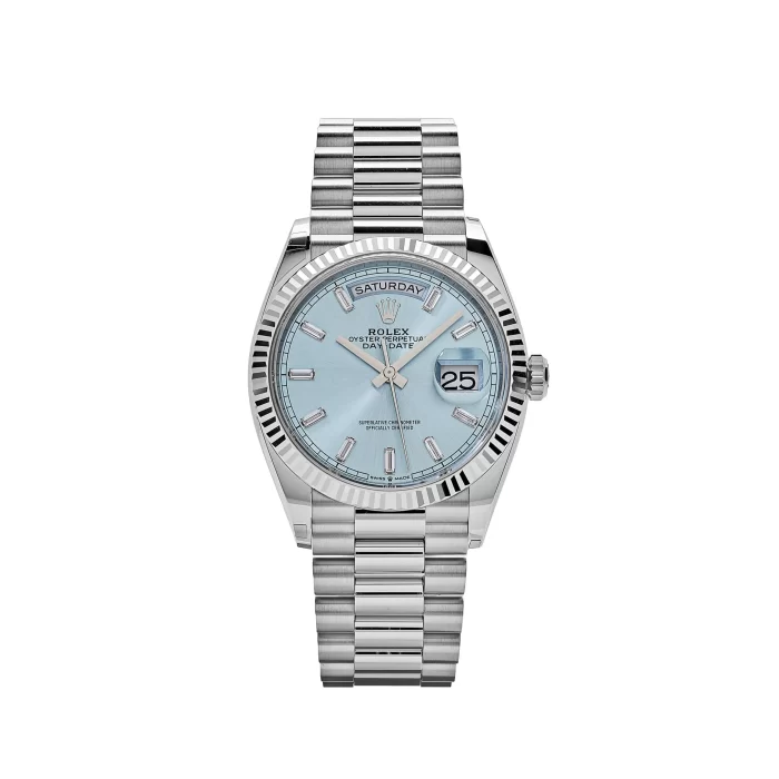 Rolex Day-Date 128236 Platinum Ice Blue Baguette Dial - 图片 1