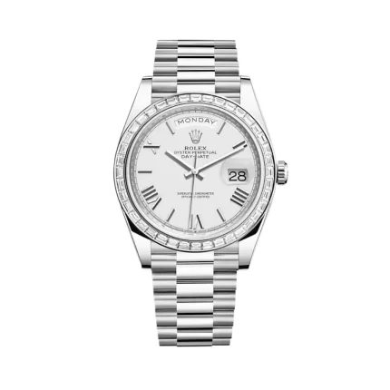 Rolex Day-Date 228396TBR Platinum Diamond Bezel White Dial