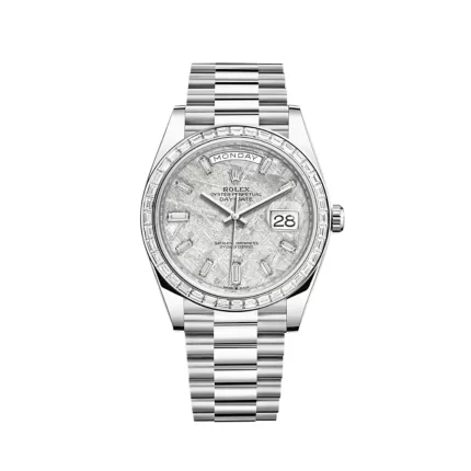 Rolex Day-Date 228396TBR Platinum Diamond Bezel Meteorite Diamond Dial