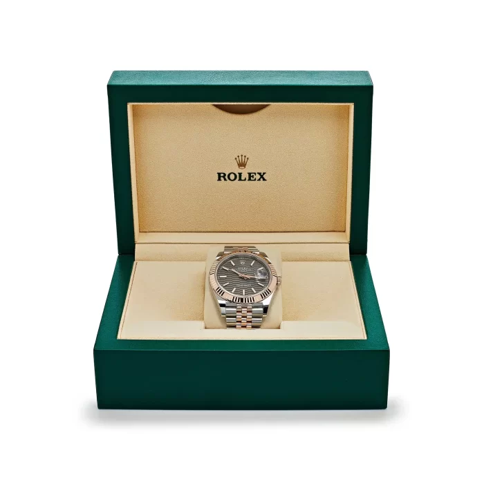 Rolex Datejust 126331 Rose Gold Stainless Steel Rhodium Slate Fluted Motif Dial Jubilee - 图片 7