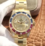 Rolex Submariner Golden Blue / Red Diamond Gold Dial 40mm - 图片 3