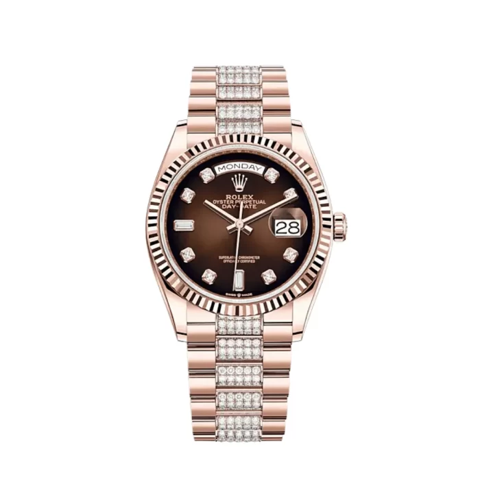 Rolex Day-Date 128235 Rose Gold Brown Diamond Dial - 图片 2