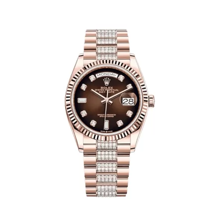 Rolex Day-Date 128235 Rose Gold Brown Diamond Dial