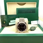 Rolex Day-Date 228345RBR Rose Gold Diamond Bezel Chocolate Dial - 图片 6