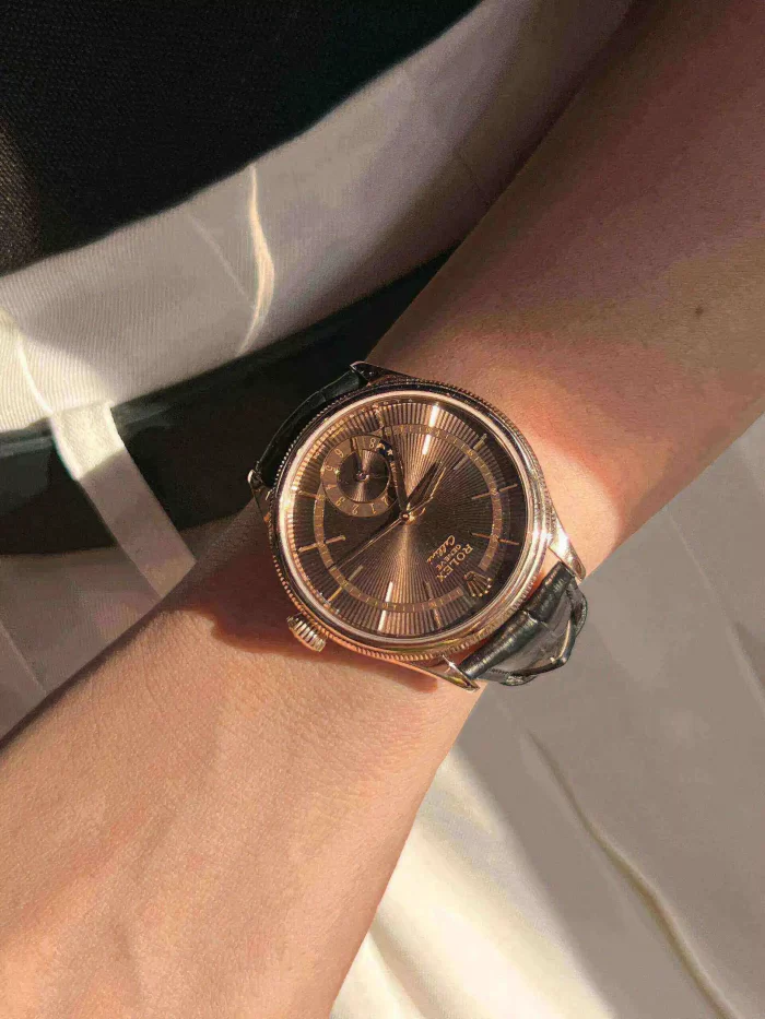 Rolex Cellini Dual Time Rose Gold Automatic Mens Watch 50525-L Box Card - 图片 2