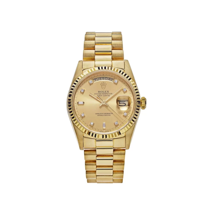 Rolex Day-Date 18238 Presidential Yellow Gold Champagne Diamond Dial - 图片 1
