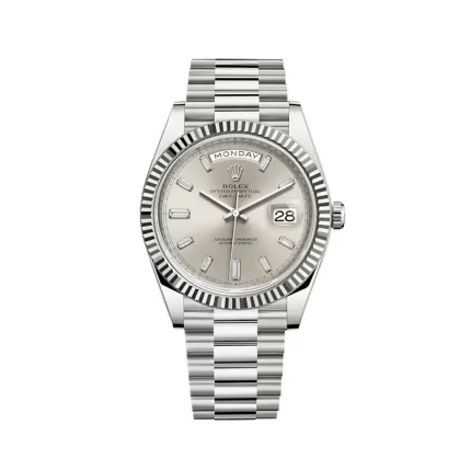 Rolex Day-Date 228239 White Gold Silver Diamond Dial