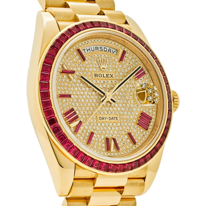 Rolex Day-Date 228398TRU Yellow Gold Roman Dial Ruby Bezel - 图片 5