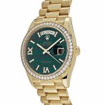 Rolex Day-Date 128348RBR Yellow Gold Green Malachite Dial Diamond Bezel - Image 2