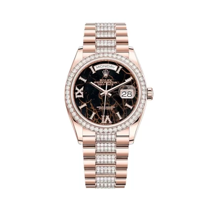 Rolex Day-Date 128345RBR Rose Gold Diamond Bezel Eisenkiesel Diamond Dial