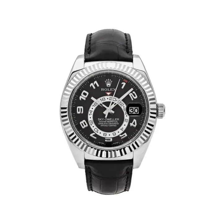 Rolex Sky-Dweller 326139-L(FC) White Gold Black Dial Leather Strap - 图片 1