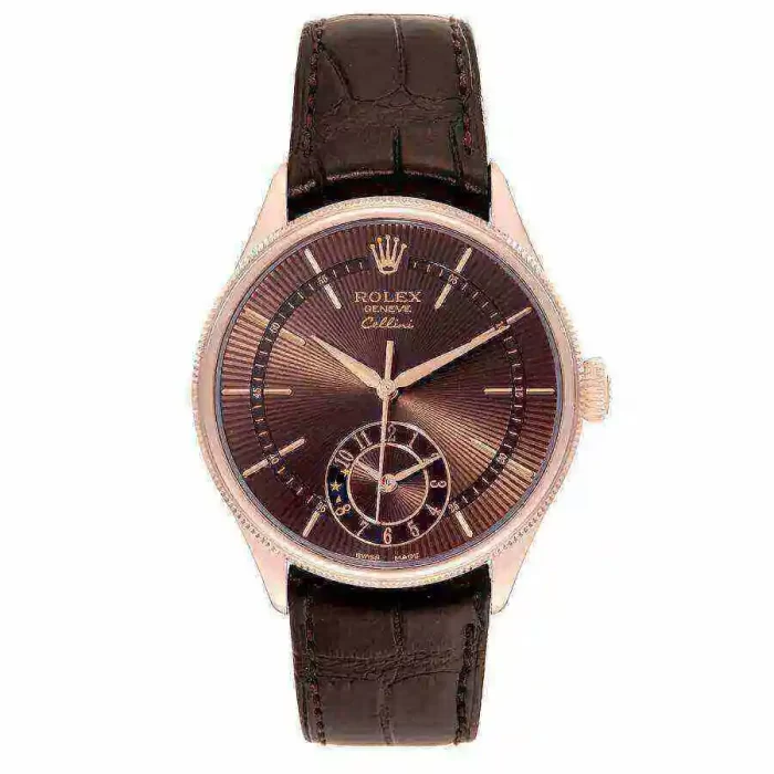 Rolex Cellini Dual Time Rose Gold Automatic Mens Watch 50525-L Box Card - 图片 7