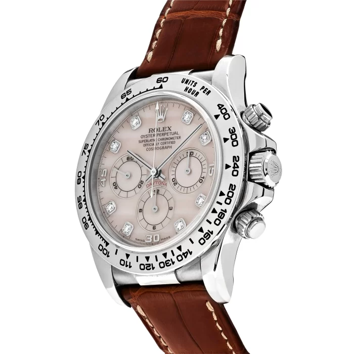 Rolex Daytona 116519 White Gold Rose Mother of Pearl Diamond Dial - Image 3