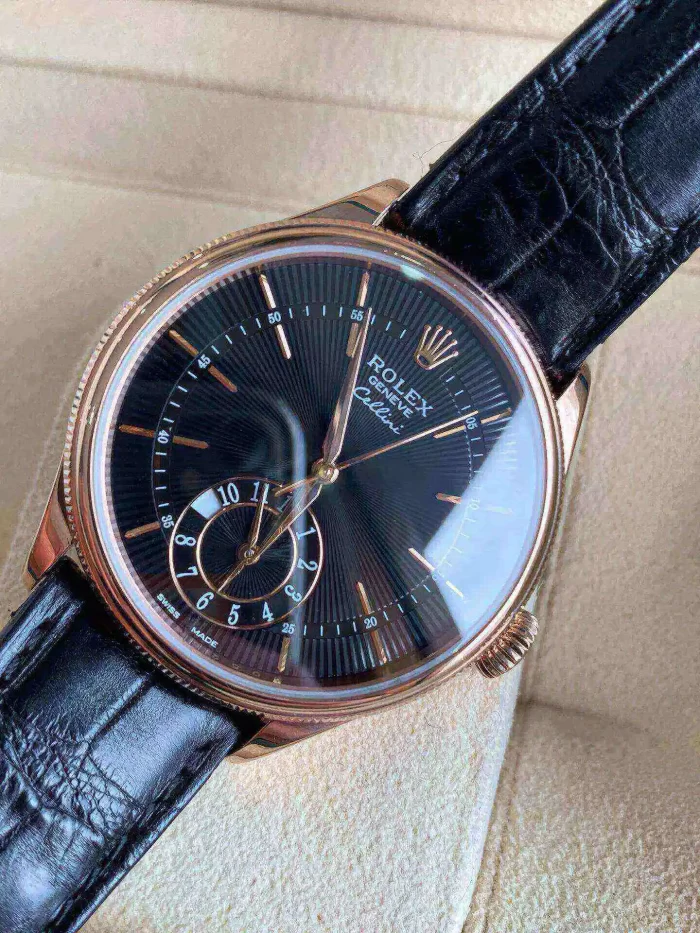 Rolex Cellini Dual Time Rose Gold Automatic Mens Watch 50525-L - 图片 3