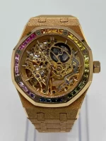 Audemars Piguet Royal Oak 15468OR.YG.1259OR.01 Openworked Frosted Rose Gold Rainbow Bezel - 图片 6