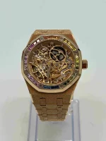 Audemars Piguet Royal Oak 15468OR.YG.1259OR.01 Openworked Frosted Rose Gold Rainbow Bezel - 图片 3