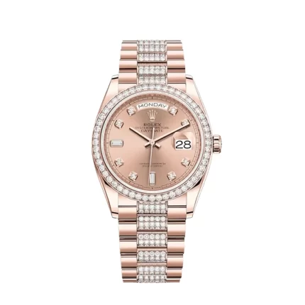 Rolex Day-Date 128345RBR Rose Gold Diamond Bezel rose Diamond Dial