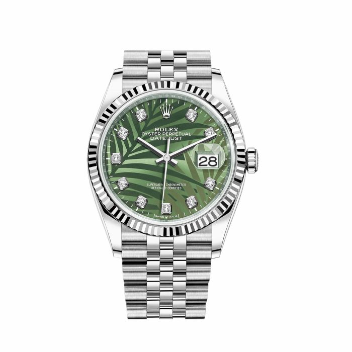 Rolex Datejust 126234 White Gold Stainless Steel Palm Motif Diamond Dial Jubilee - 图片 4