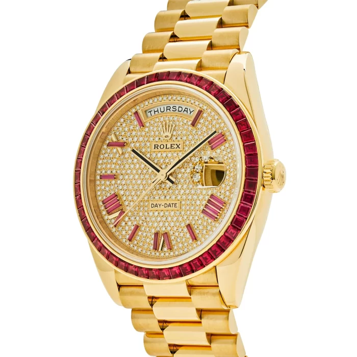 Rolex Day-Date 228398TRU Yellow Gold Roman Dial Ruby Bezel - 图片 4
