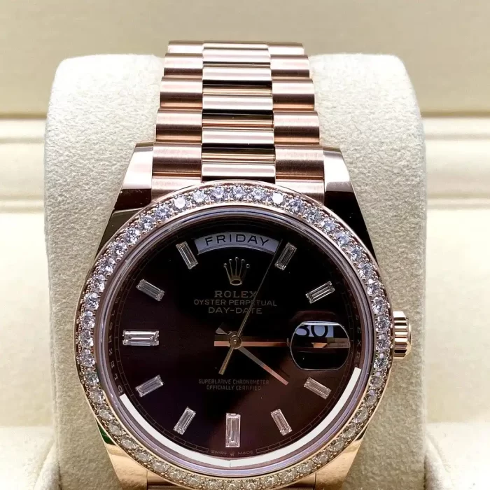 Rolex Day-Date 228345RBR Rose Gold Diamond Bezel Chocolate Dial - 图片 2