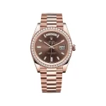 Rolex Day-Date 228345RBR Rose Gold Diamond Bezel Chocolate Dial