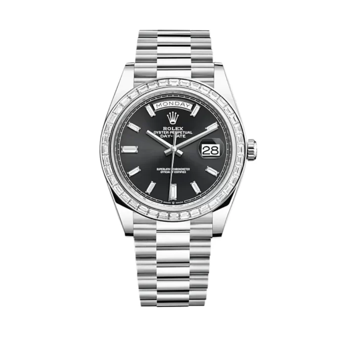 Rolex Day-Date 228396TBR Platinum Diamond Bezel Black Diamond Dial - 图片 1