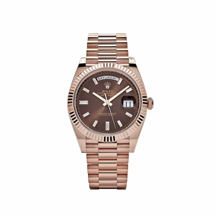Rolex Day-Date 228235 Rose Gold Chocolate Baguette Diamond Dial - 图片 1