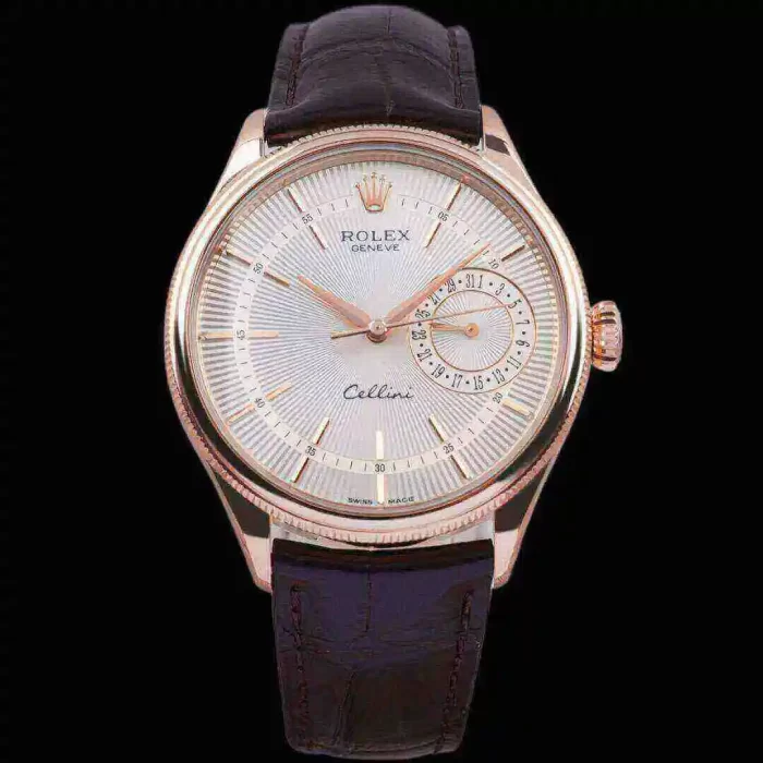 Rolex Cellini Date Silver Guilloche Dial Men's Watch 50515 - 图片 2