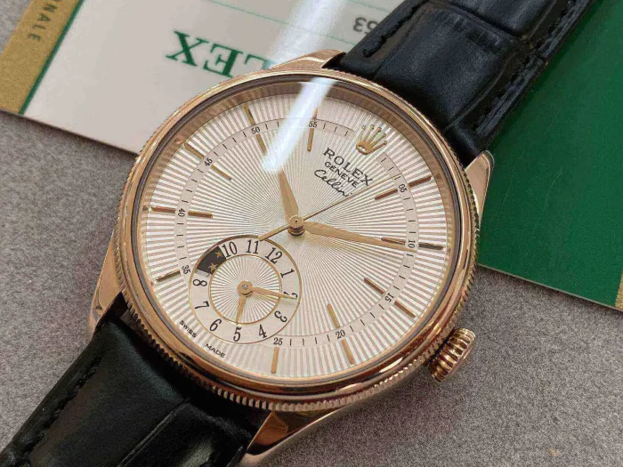 Rolex Cellini Dual Time Everose Rose Gold Automatic Mens Watch 50525-0008 NOS - 图片 4