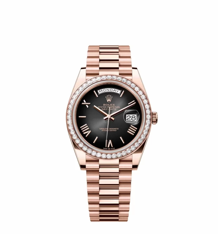 Rolex Day-Date 228235 Rose Gold Black Dial Diamond Bezel - 图片 1