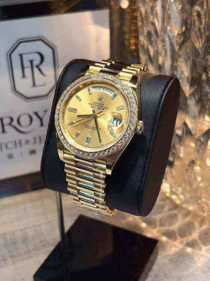 Rolex Day-Date 128348RBR-0026 Yellow Gold Diamond Bezel Champagne Dial - 图片 5