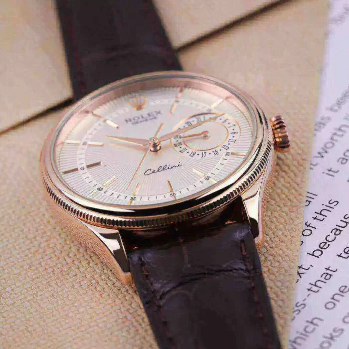 Rolex Cellini Date Silver Guilloche Dial Men's Watch 50515 - 图片 3