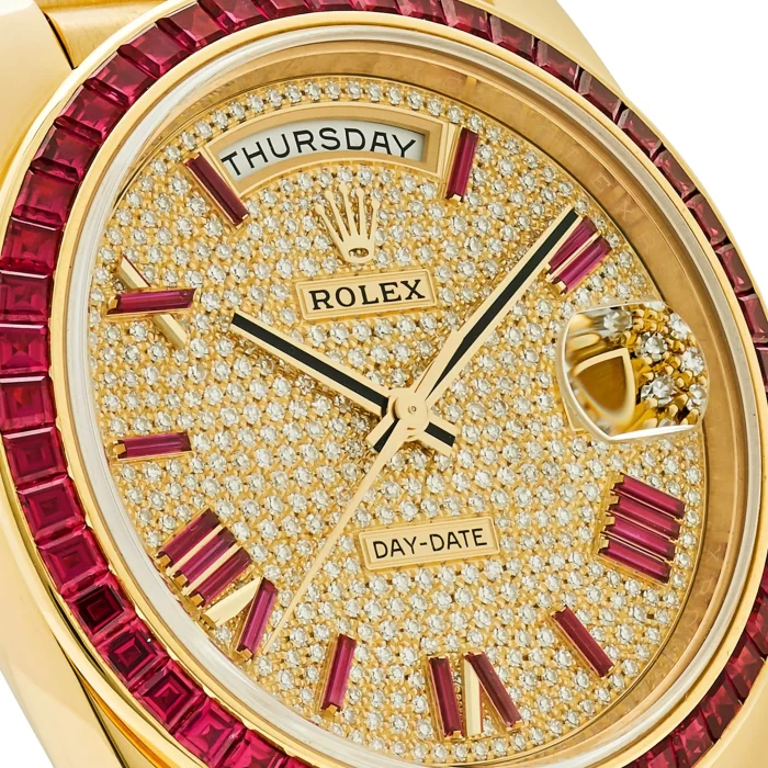 Rolex Day-Date 228398TRU Yellow Gold Roman Dial Ruby Bezel - 图片 3