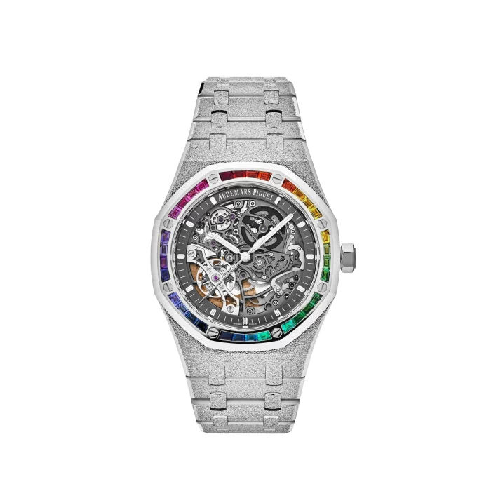 Audemars Piguet Royal Oak 15412BC.YG.1224BC.03 Double Balance Wheel Rainbow Bezel Frosted White Gold - 图片 1