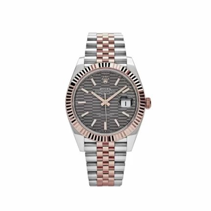 Rolex Datejust 126331 Rose Gold Stainless Steel Rhodium Slate Fluted Motif Dial Jubilee