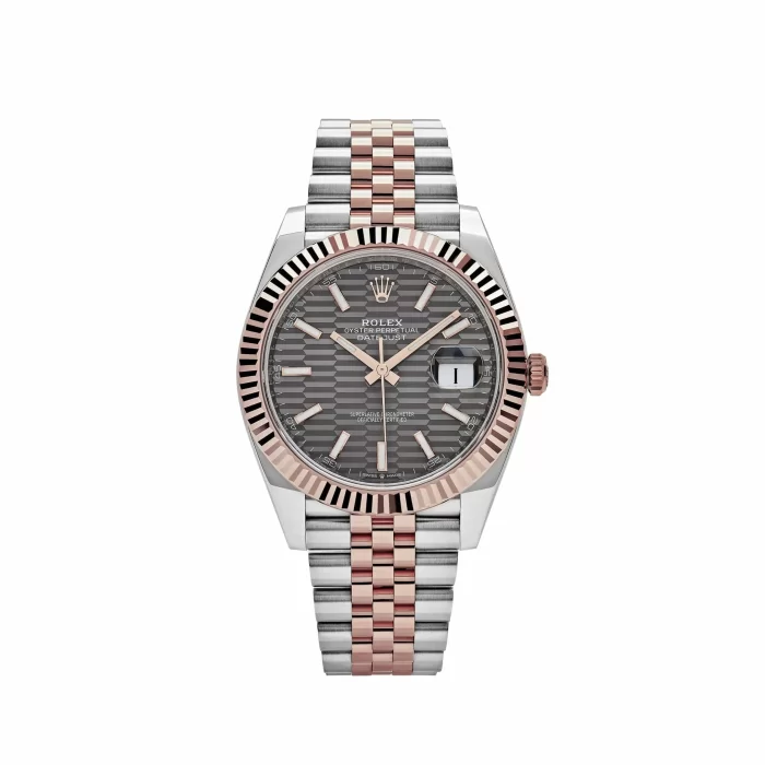 Rolex Datejust 126331 Rose Gold Stainless Steel Rhodium Slate Fluted Motif Dial Jubilee - 图片 1