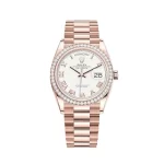 Rolex Day-Date 128345RBR Rose Gold Diamond Bezel White Dial - 图片 2