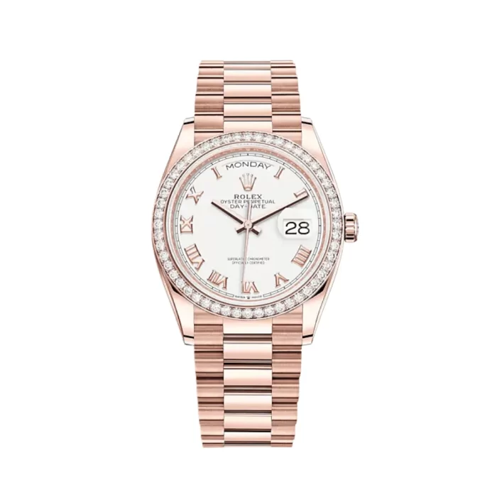 Rolex Day-Date 128345RBR Rose Gold Diamond Bezel White Dial - 图片 2