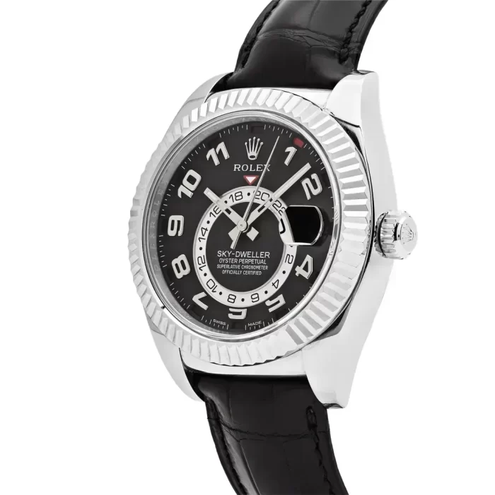 Rolex Sky-Dweller 326139-L(FC) White Gold Black Dial Leather Strap - 图片 3