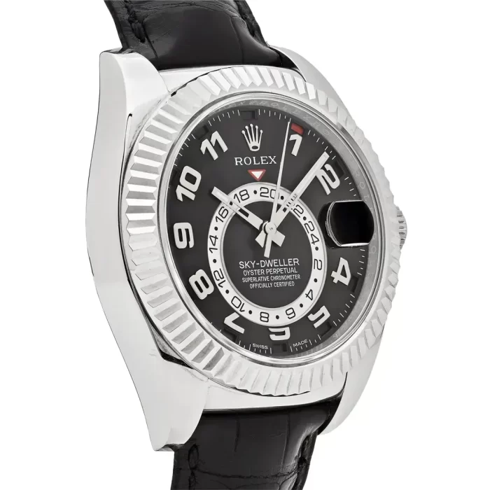 Rolex Sky-Dweller 326139-L(FC) White Gold Black Dial Leather Strap - 图片 4