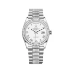 Rolex Day-Date 128349RBR White Gold Diamond Bezel White Dial - 图片 2
