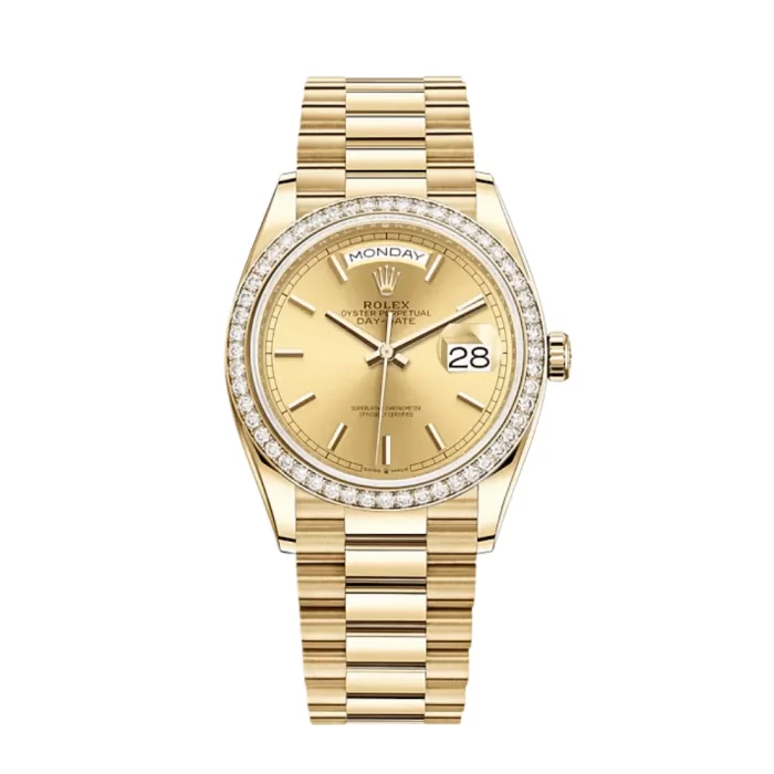 Rolex Day-Date 128348RBR-0026 Yellow Gold Diamond Bezel Champagne Dial - 图片 2