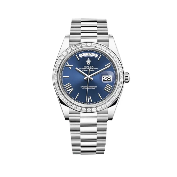 Rolex Day-Date 228396TBR Platinum Diamond Bezel Blue Dial - 图片 1